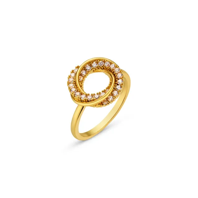 Orelia Interlocking Pavé Open Circle Ring guld
