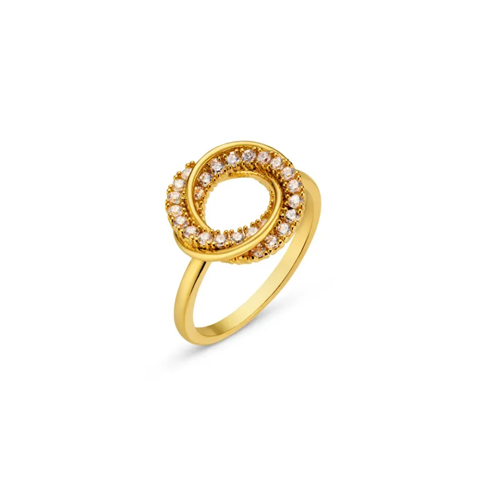 Orelia Interlocking Pavé Open Circle Ring guld