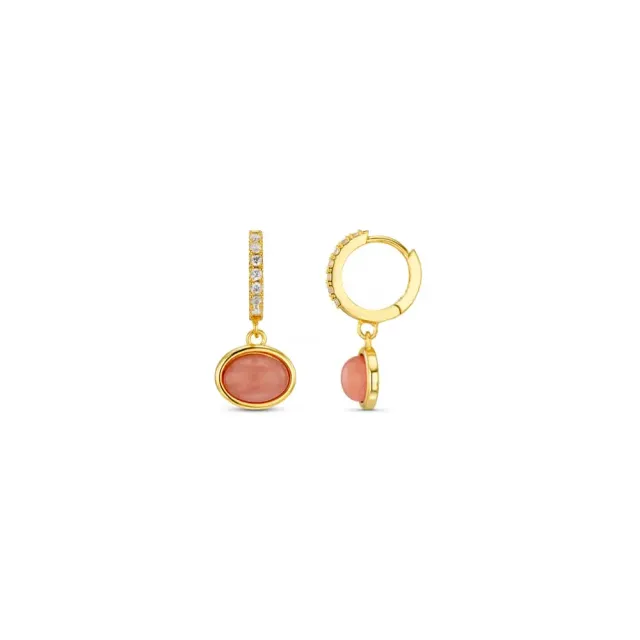 Orelia Pink Jade Pavé micro hoops forgyldt rosa