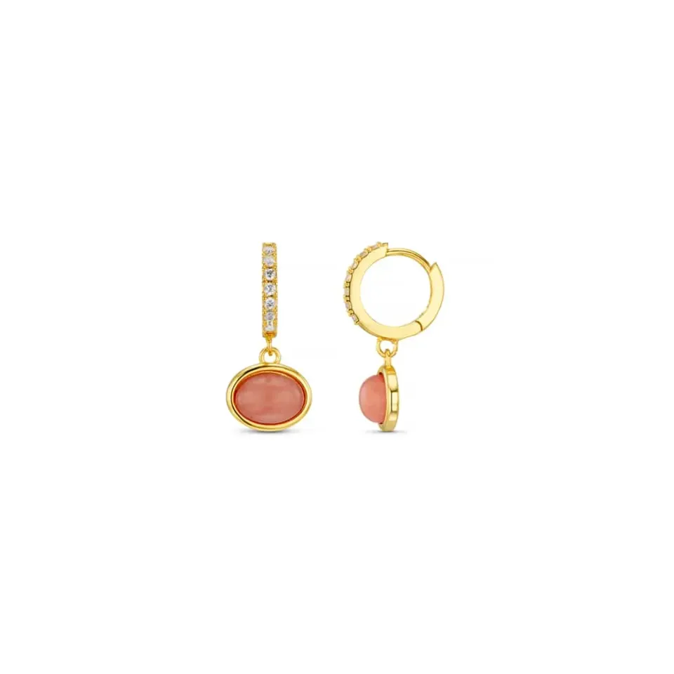 Orelia Pink Jade Pavé micro hoops forgyldt rosa