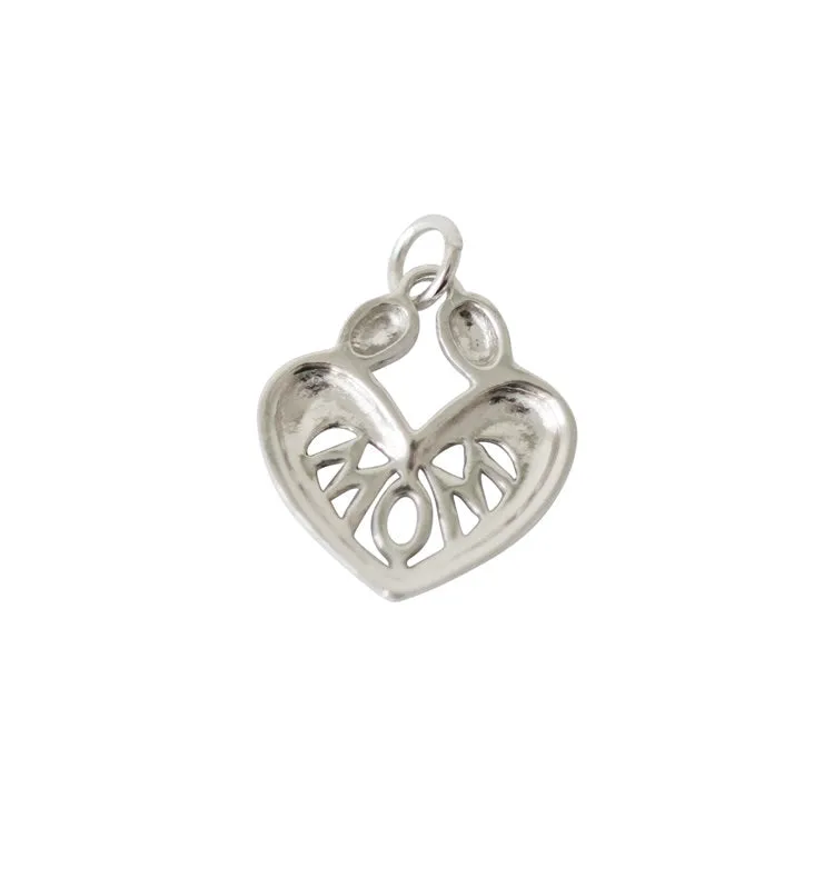 Wos MOM charm vedhæng 925 sølv hjerte 2,4 cm