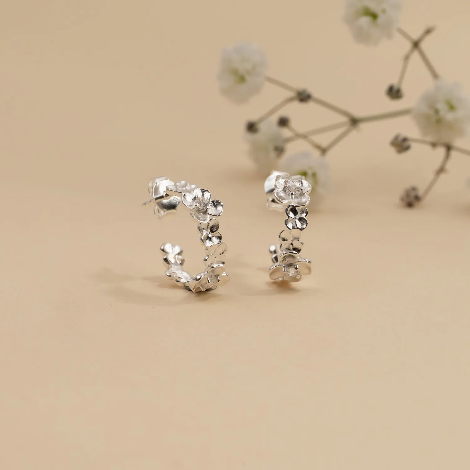 Sisi Copenhagen Flora Crystal creoler forgyldt zirkonia