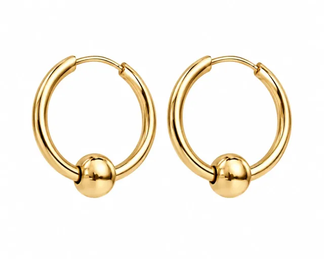 Wos Up Drop Hoop øreringe guld 14 mm kugle