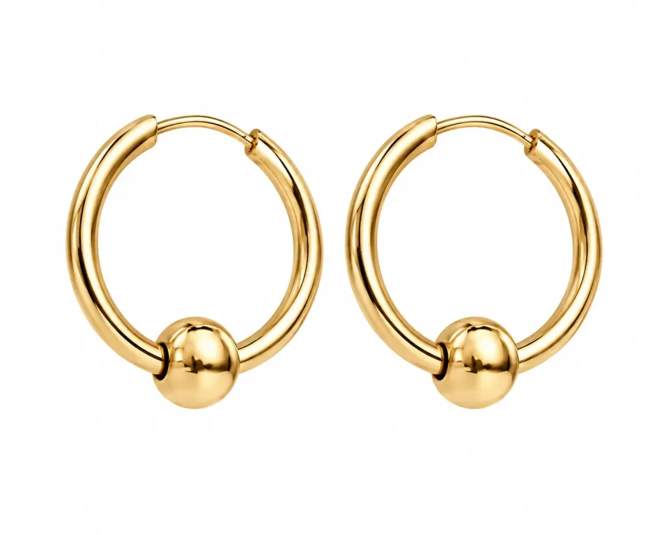 Wos Up Drop Hoop øreringe guld 14 mm kugle