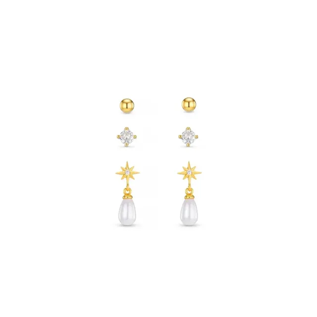 Orelia Micro Pearl Star øreringe guld 6 stk perle