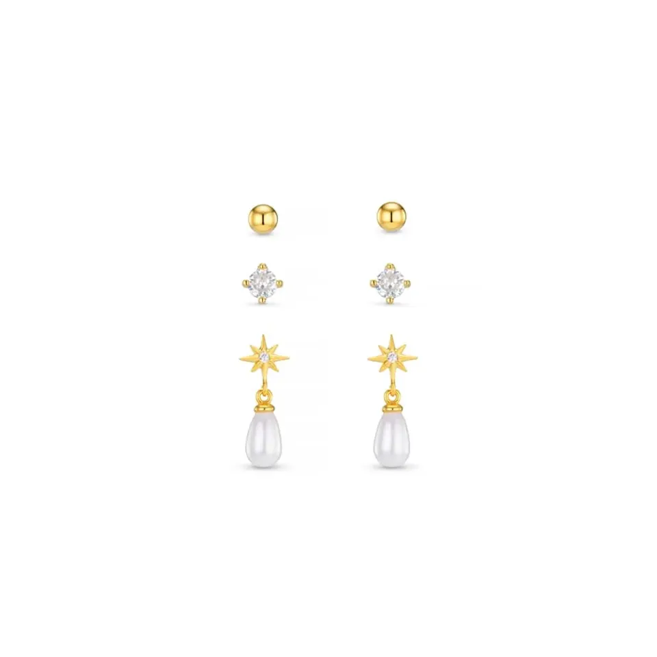 Orelia Micro Pearl Star øreringe guld 6 stk perle