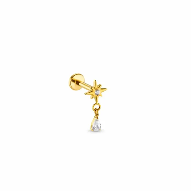 Orelia Starburst Crystal Charm labret guld