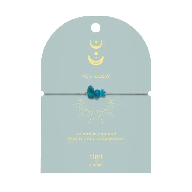 Timi of Sweden Blue Apatite chip armbånd justerbar guld