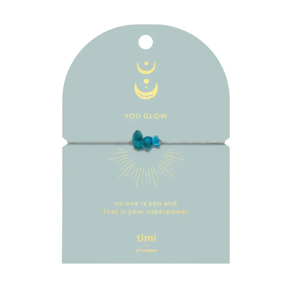 Timi of Sweden Blue Apatite chip armbånd justerbar guld