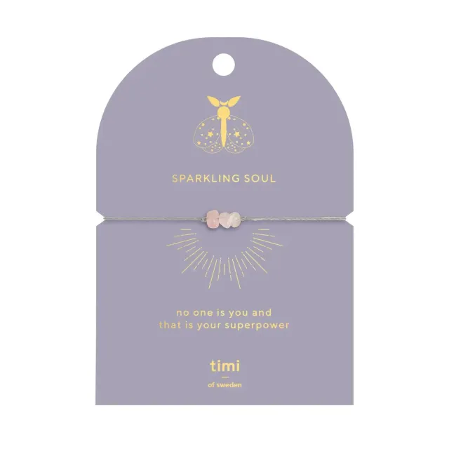 TIMI OF SWEDEN Rose Quartz Chip armbånd forgyldt
