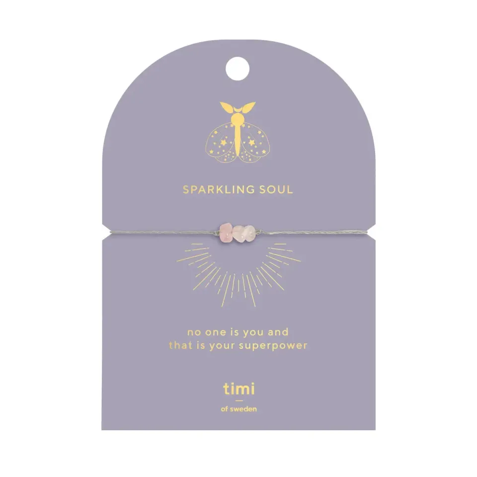 TIMI OF SWEDEN Rose Quartz Chip armbånd forgyldt