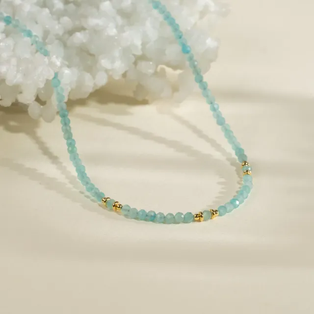 Sisi Copenhagen Alina Blue Amazonite halskæde forgyldt turkis
