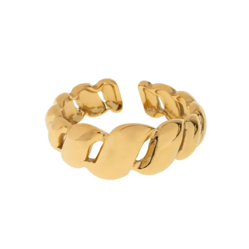 TIMI OF SWEDEN Bea ring croissant guld justerbar