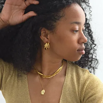 TIMI OF SWEDEN Freja triple hoop øreringe guld 16 mm