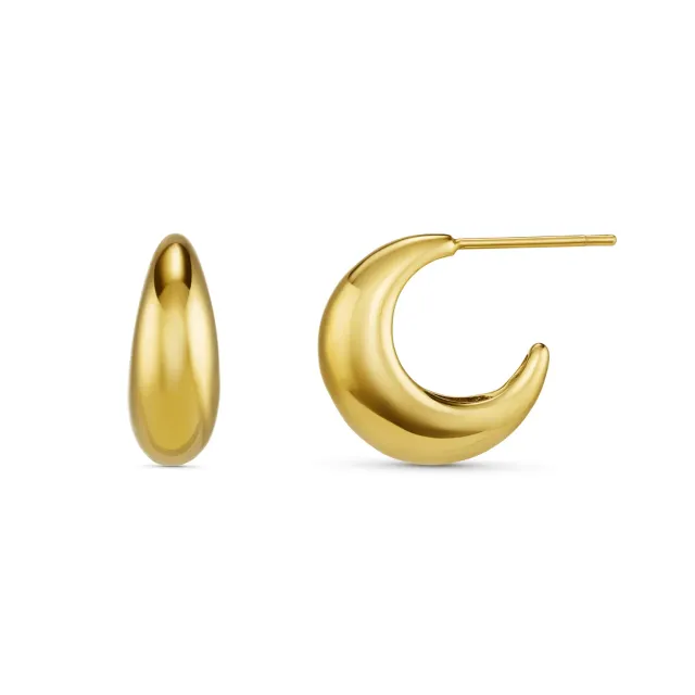 Orelia LUXE Tapered Dome Hoop øreringe guld