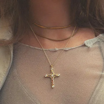 TIMI OF SWEDEN Azura Crystal Cross halskæde guld zirconia