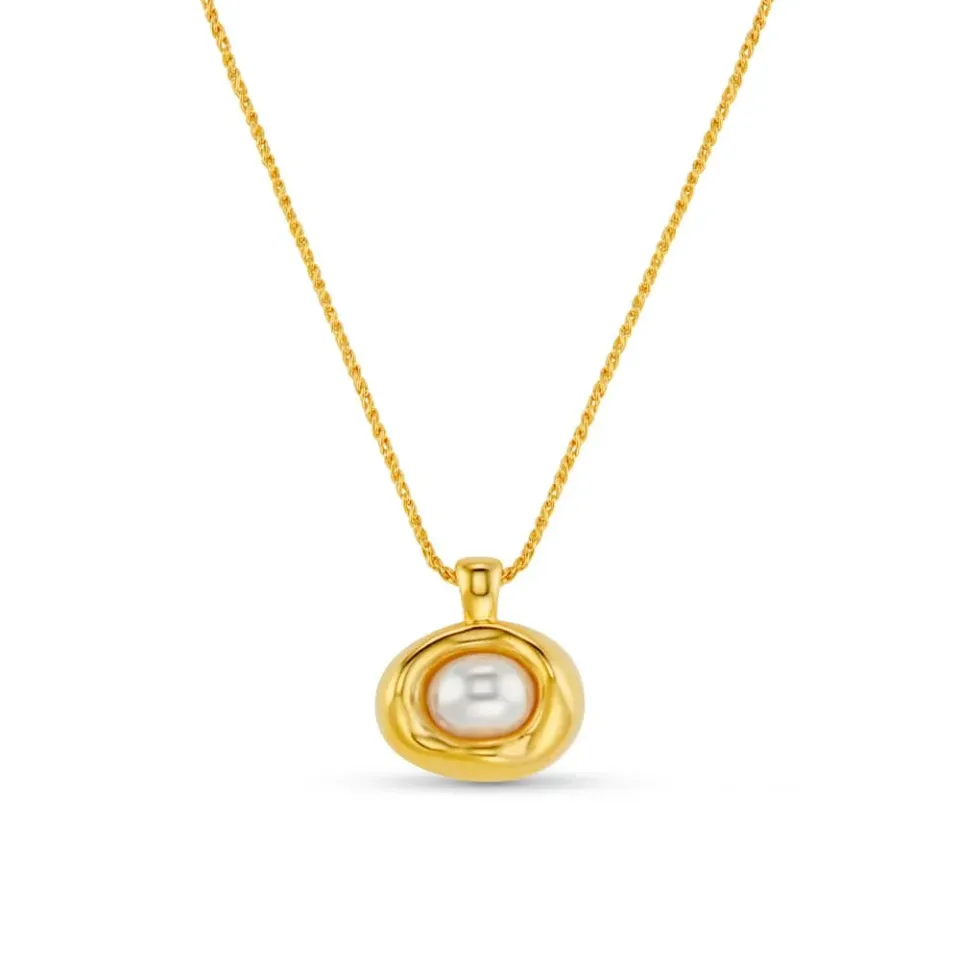 Orelia Statement Molten Pearl halskæde guld perle