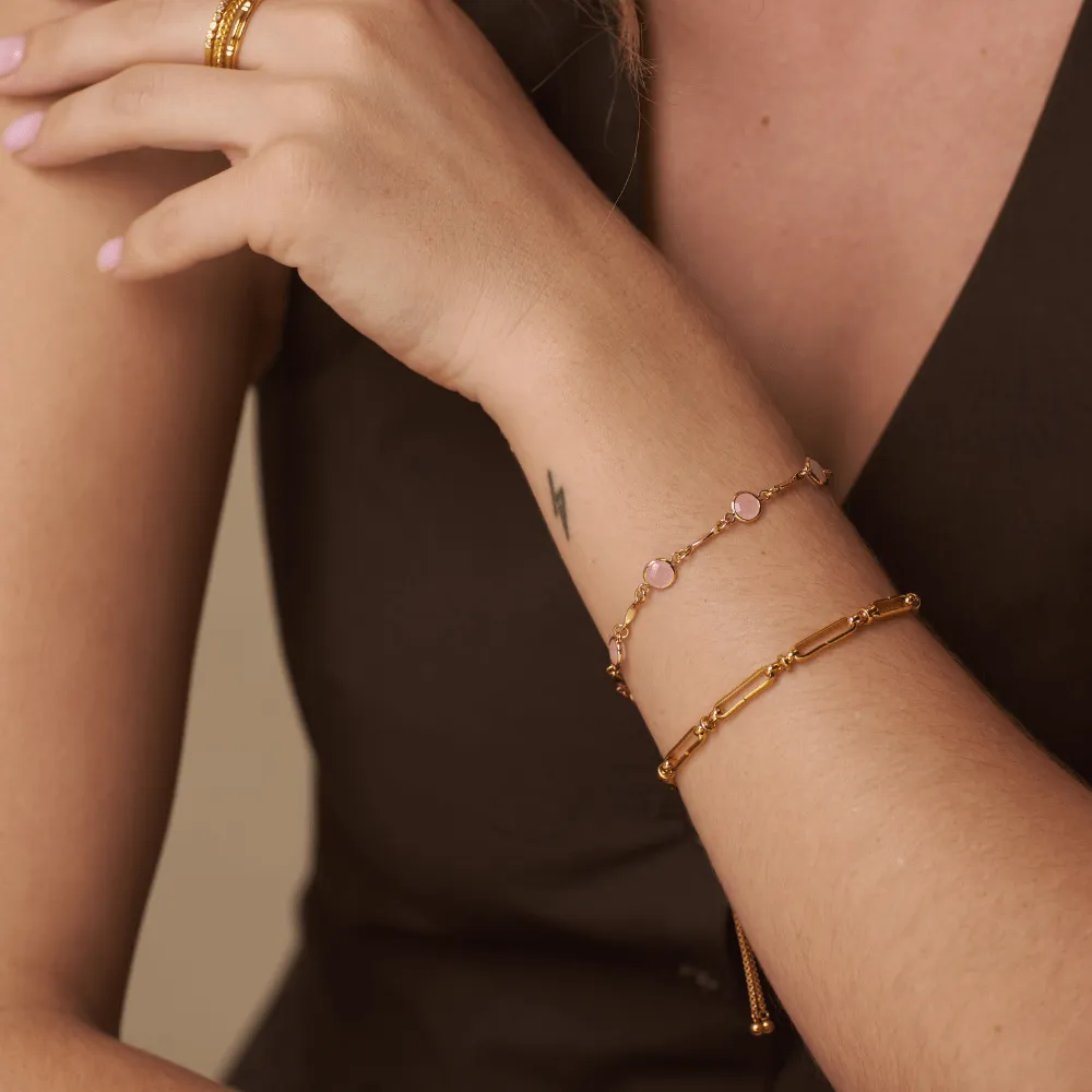 Orelia Long Link Chain Slider armbånd forgyldt justerbar