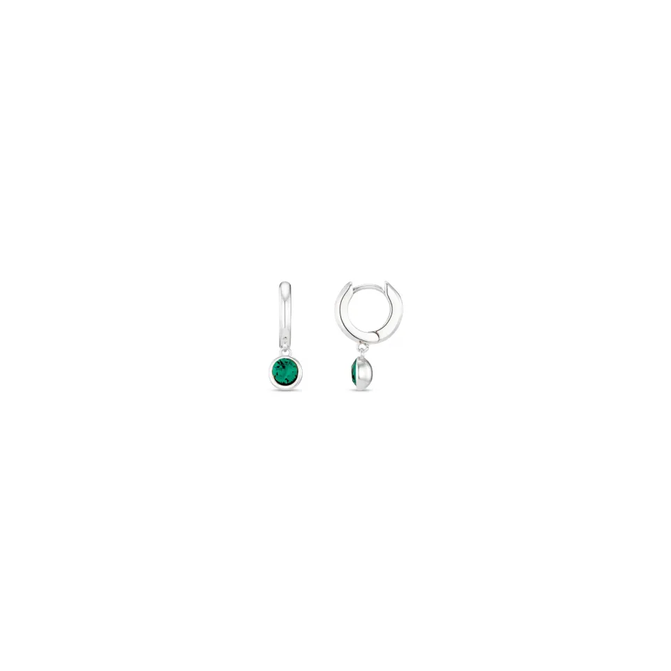 Orelia Emerald Drop huggie hoop øreringe sølv grøn