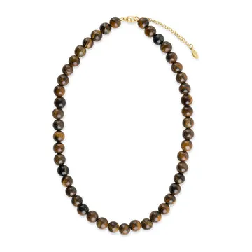 TIMI OF SWEDEN Birgit Tiger Eye halskæde forgyldt 38 cm