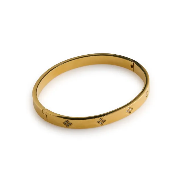 TIMI OF SWEDEN Liv krystal kløver armbånd guld