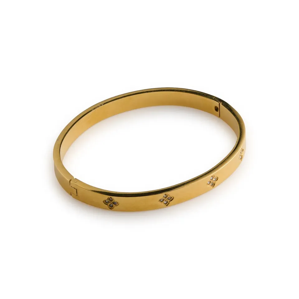 TIMI OF SWEDEN Liv krystal kløver armbånd guld