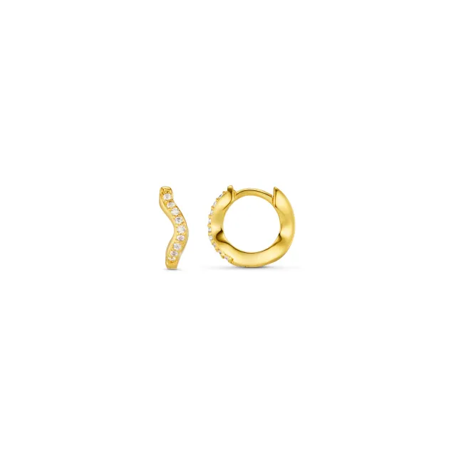 Orelia Fine Pavé Wave Micro Hoop øreringe forgyldt