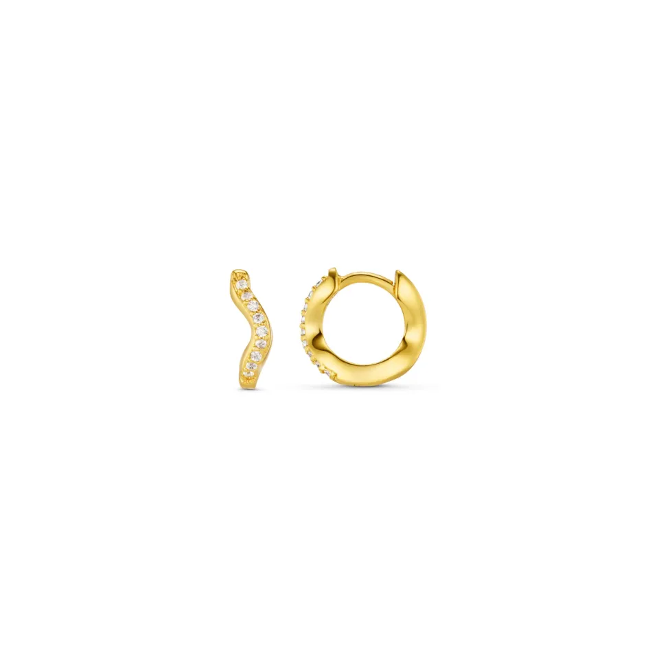 Orelia Fine Pavé Wave Micro Hoop øreringe forgyldt