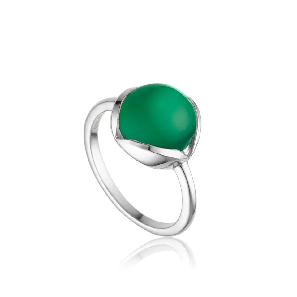 Bykjaergaard Glory ring sølv med grøn onyx 10 mm