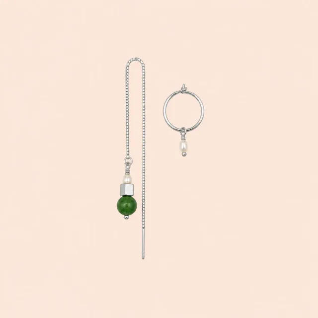 Lulo Jewelry Green Lotus Match øreringe 925S sølv grøn