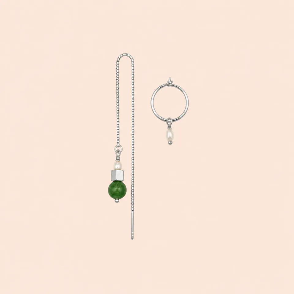 Lulo Jewelry Green Lotus Match øreringe 925S sølv grøn