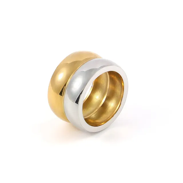 TIMI OF SWEDEN Nellie Double Dome Duo ring stål guld