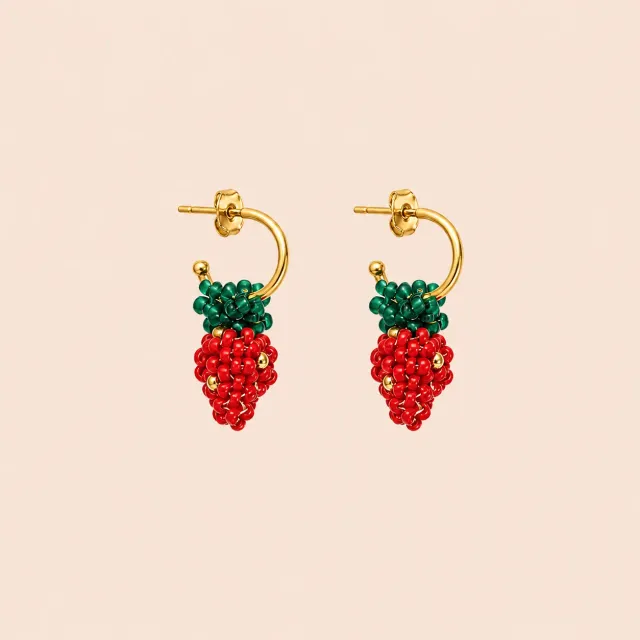 Lulo Jewelry Strawberry Hoops øreringe forgyldt jordbær