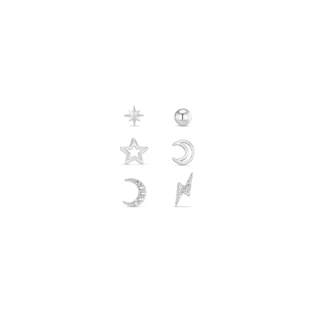 Orelia Celestial Stud Pack øreringe sølv 6-pak