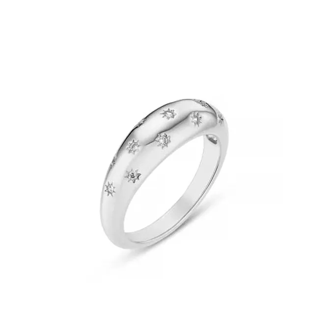 Orelia Crystal Starburst Domed ring sølv krystal
