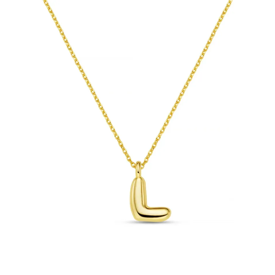Orelia Bubble Initial L halskæde guld bogstav