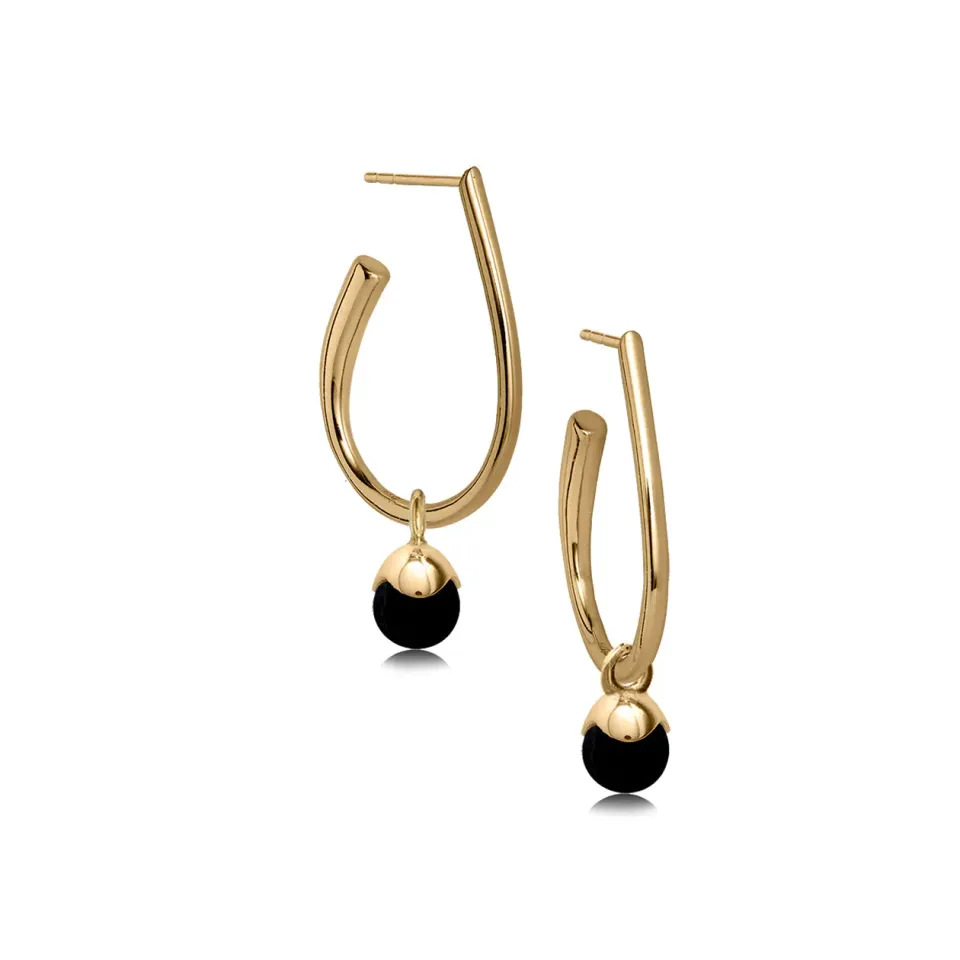 Bykjaergaard Glory ørering guld med sort onyx