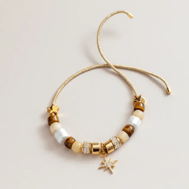 Orelia Create Your Own Star & Pearl armbånd tigerøje