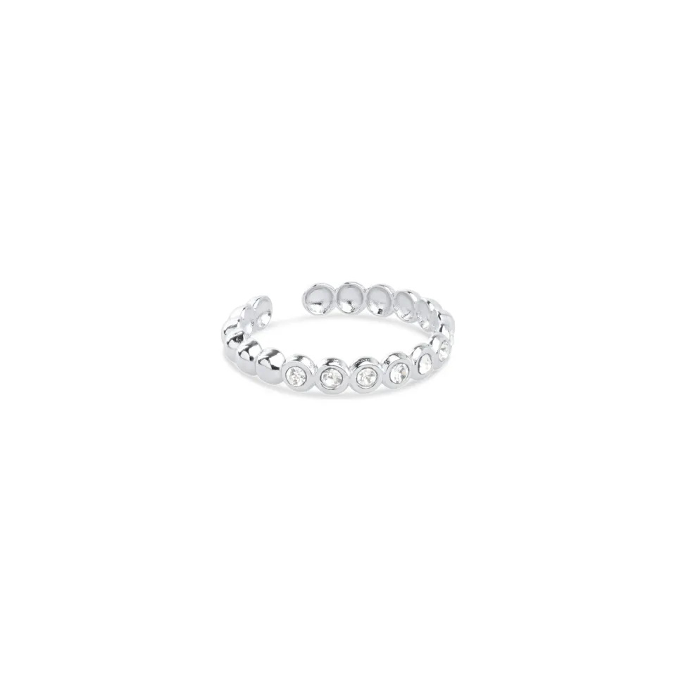 TIMI OF SWEDEN Pernilla krystalring sølv justerbar stål