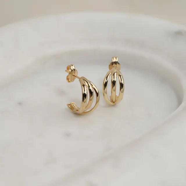 Sisi Copenhagen Elin creoler 9 kt guld tredelt par