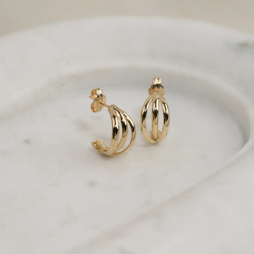 Sisi Copenhagen Elin creoler 9 kt guld tredelt par