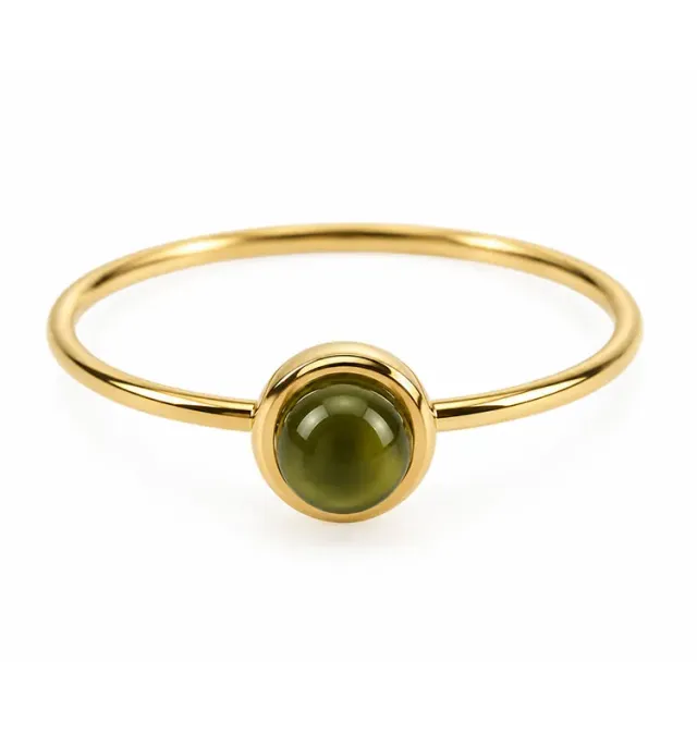Wos Tea ring grøn guld tynd ring