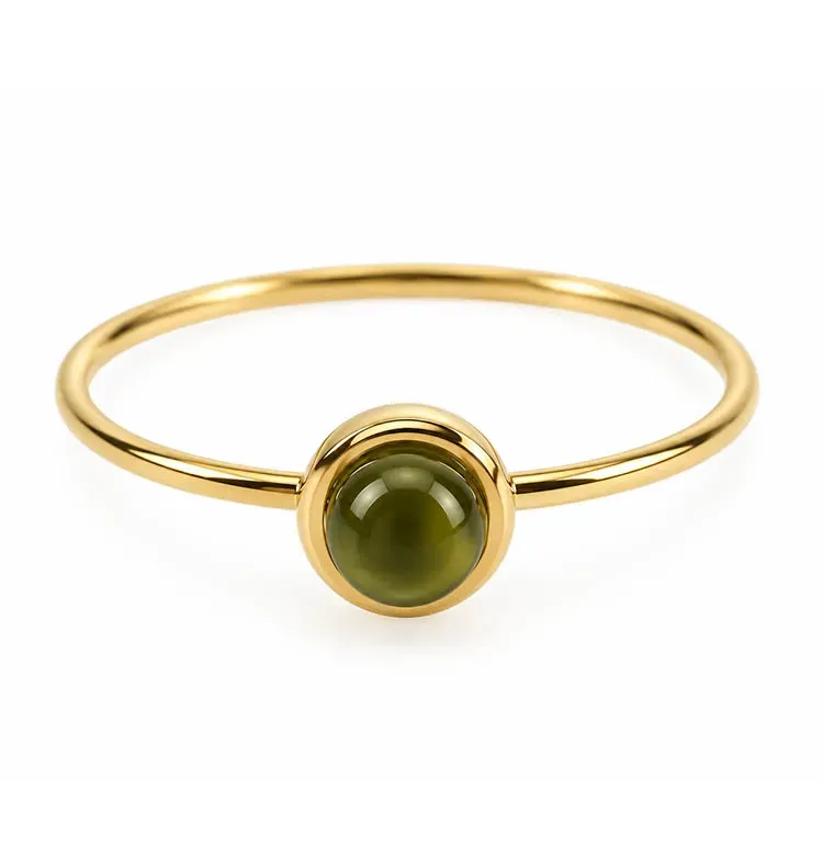 Wos Tea ring grøn guld tynd ring