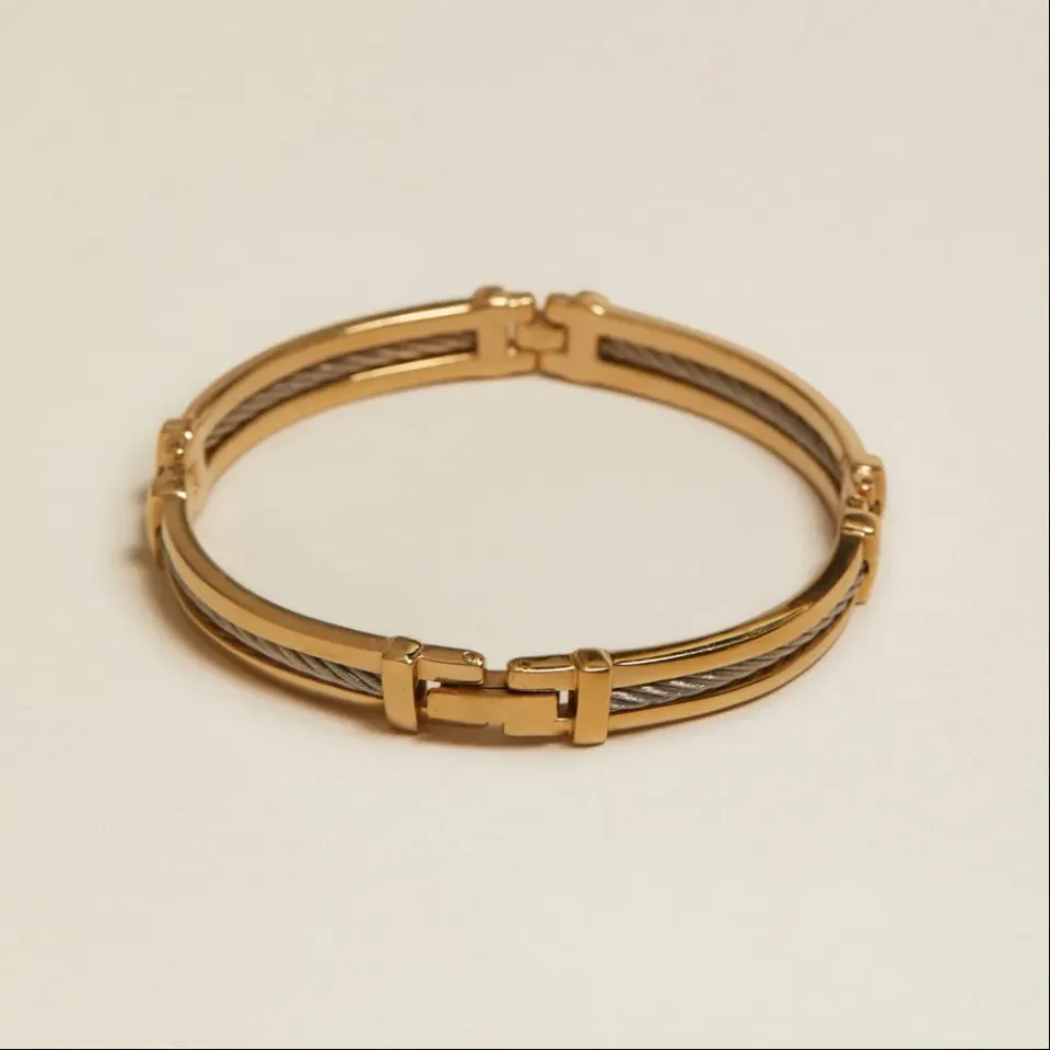 Orelia Vintage Two-Tone Cable Bangle armbånd