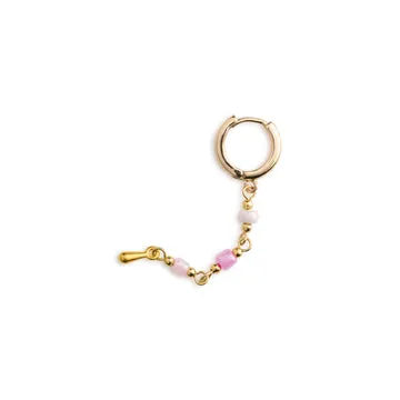 TIMI OF SWEDEN Alia bead hoop øreringe lyserød stål