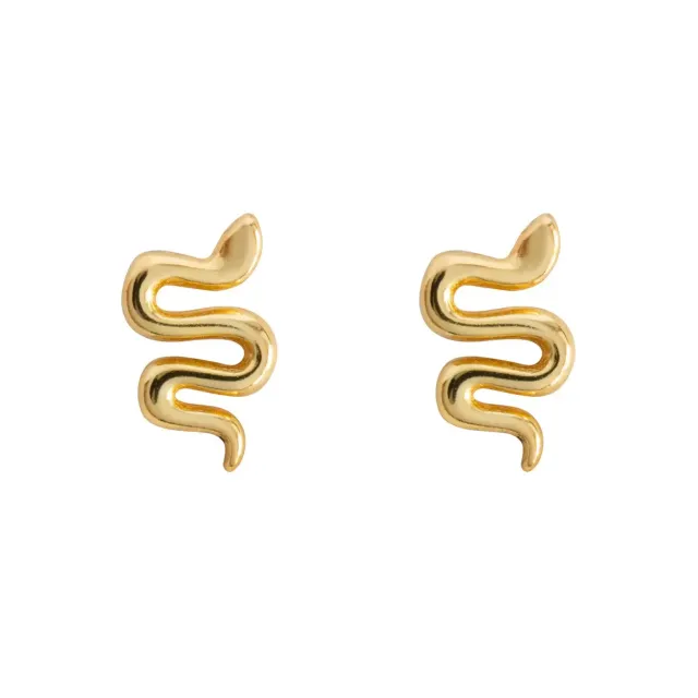 TIMI OF SWEDEN Liza Mini Snake Stud øreringe guld børstet