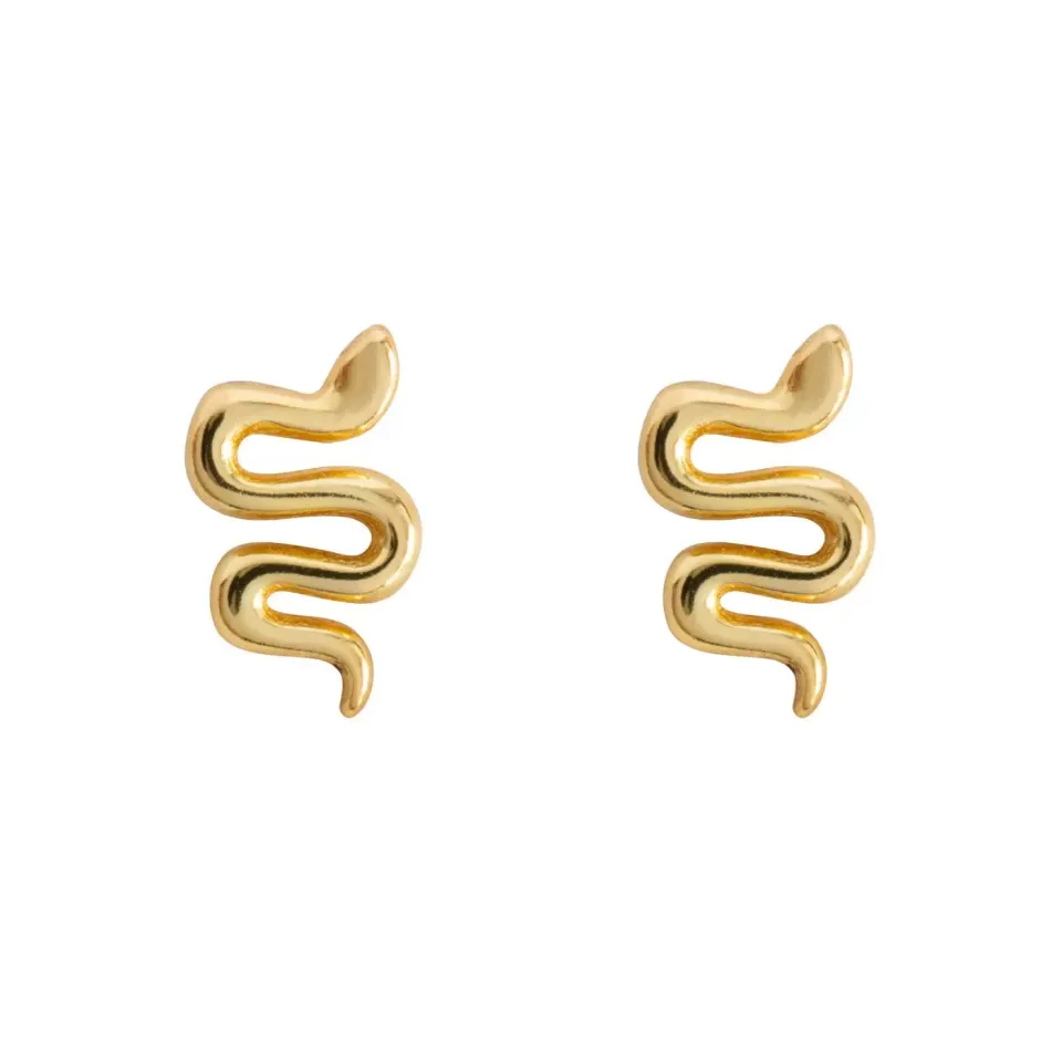 TIMI OF SWEDEN Liza Mini Snake Stud øreringe guld børstet
