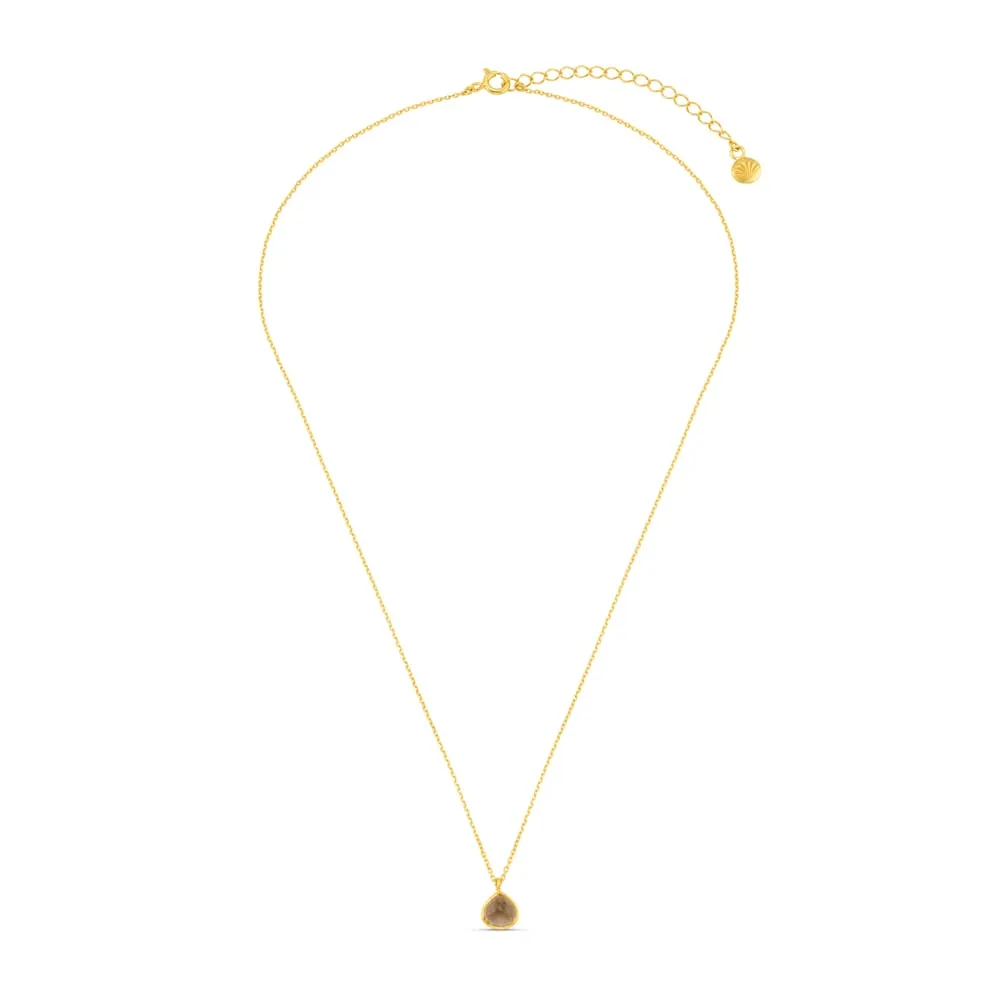 Orelia LUXE Smokey Quartz halskæde 18kt guld sten