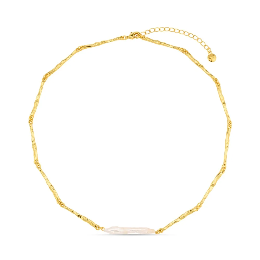 Orelia Elongated Pearl halskæde guld perle