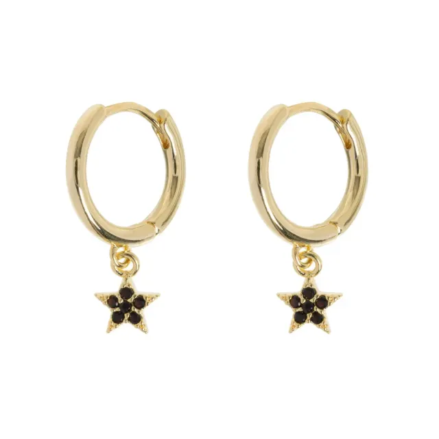 TIMI OF SWEDEN Elvira Crystal Star Hoop øreringe forgyldt